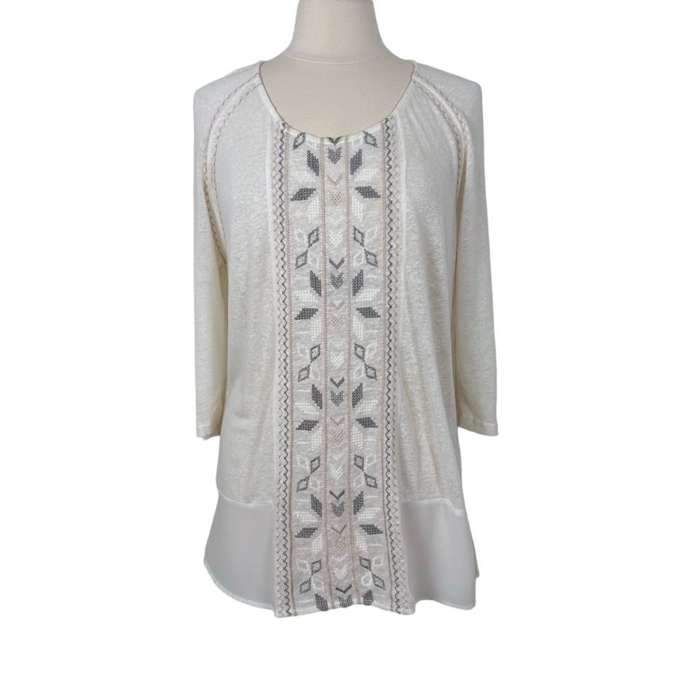 Monoreno Ivory Tunic w/Embroidery & Chiffon Skirt Sz L